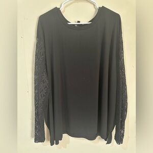 Glitzy Lifestyle 5X Black Fairy Grunge Lace Long Sleeve Blouse